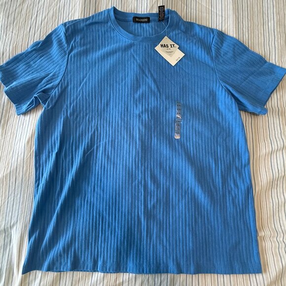 Men's XXL Brandini Ribbed Casual Shirt NWT Blue - Picture 1 of 3